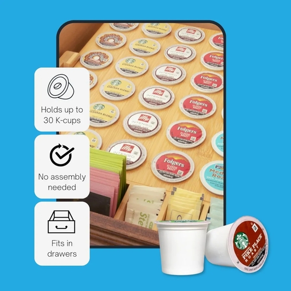 Mighty Tidy's Elegant Bamboo Keurig Cup Organizer - Counter and Drawer Storage - Picture 5 of 6